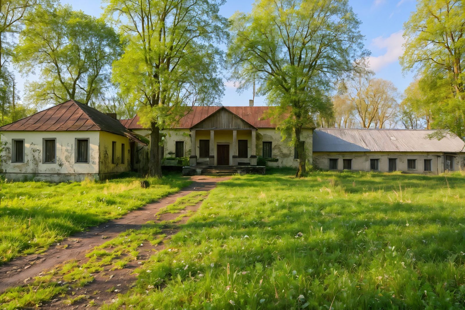 Усадьба Нижние Дубровки летом, в зелени парка